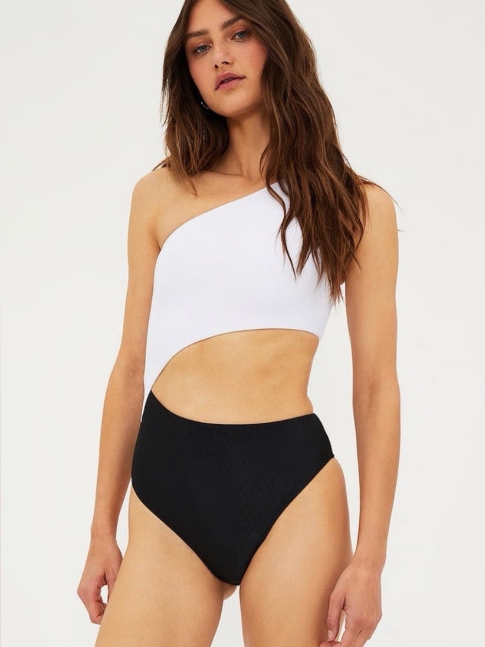 Beach Riot Celine Black White Colorblock One Piece Size Medium